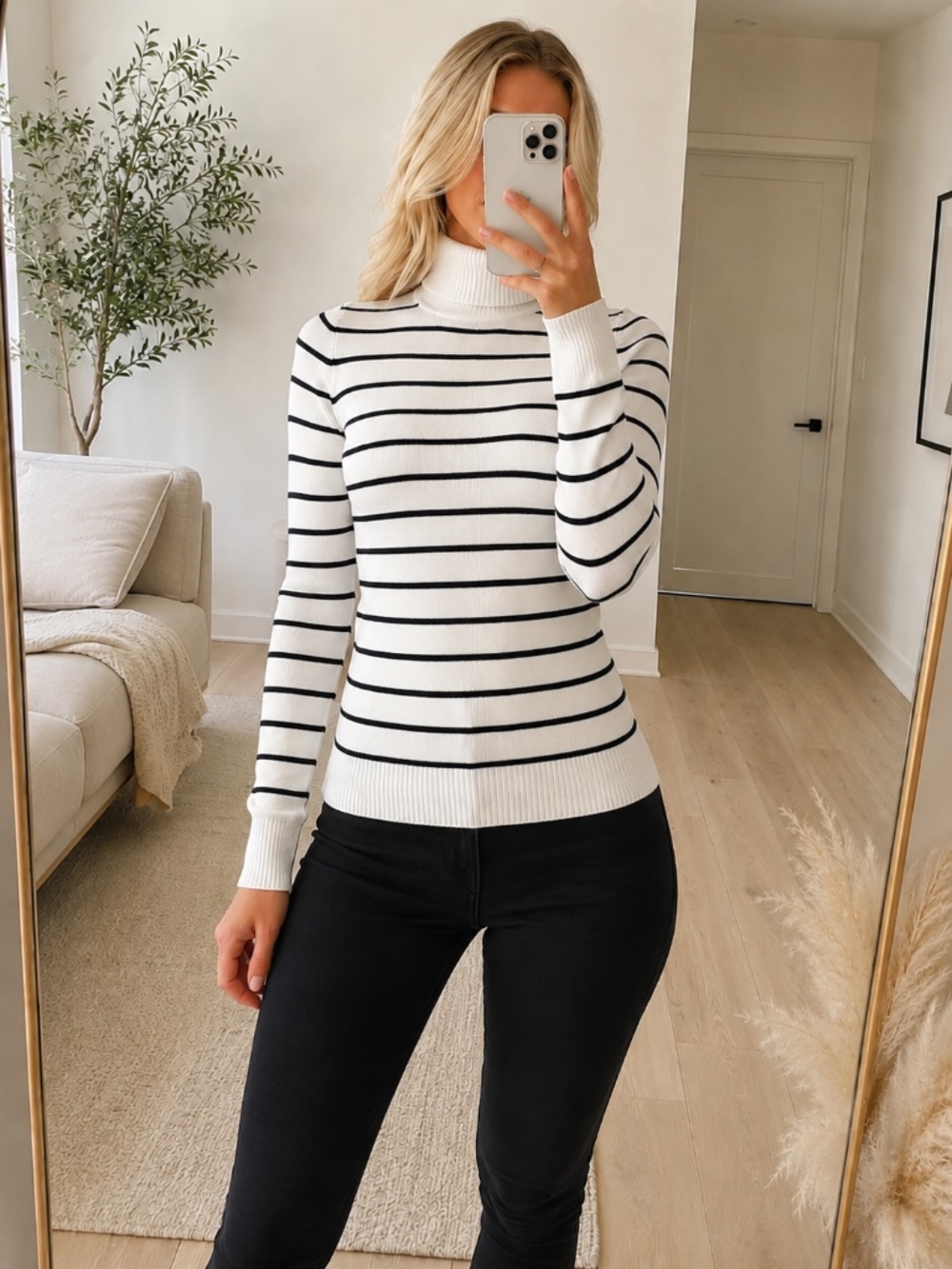 French Connection Striped Turtleneck Sweater XS NWT